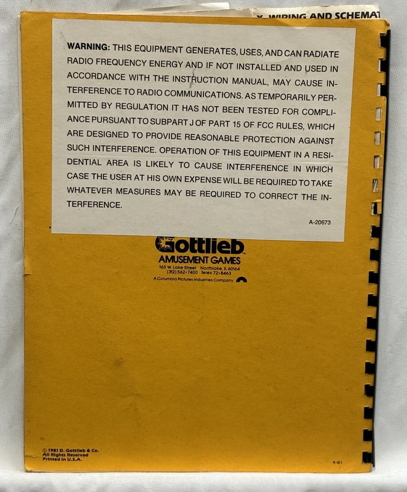 ORIGINAL-GOTTLIEB-MARS GOD OF WAR-INSTRUCTION MANUAL - Image 3 of 3