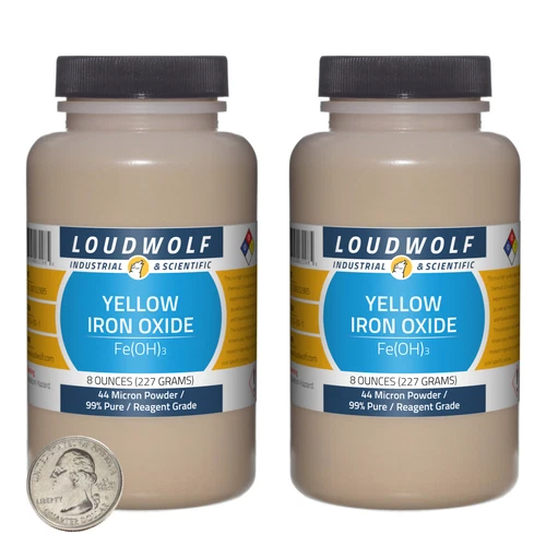 Iron Oxide Yellow / 1 Lb / 2 Bottles / 99% Pure Reagent Grade / 44 Micron Powder