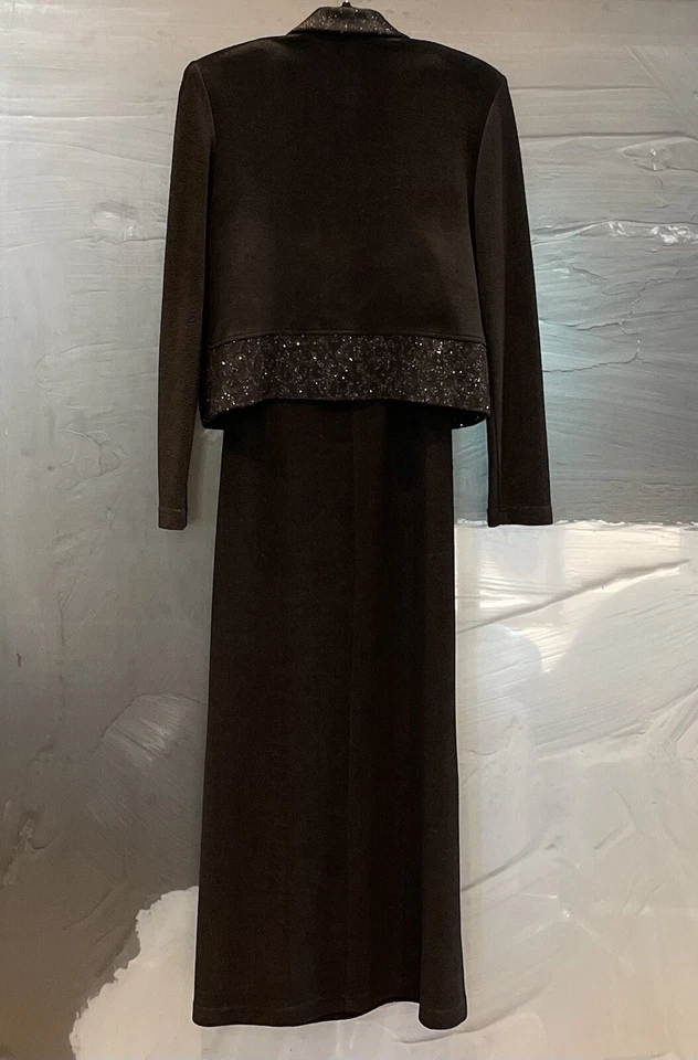 Женское винтажное черное платье/платье Positive Attitude 2 шт. с курткой на пуговицах размер 8 - Изображение 4 из 4