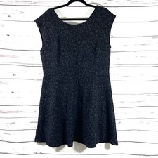 New Loft Women's A-Line Dress Size 14 Black/Gray Quilted Sleeveless