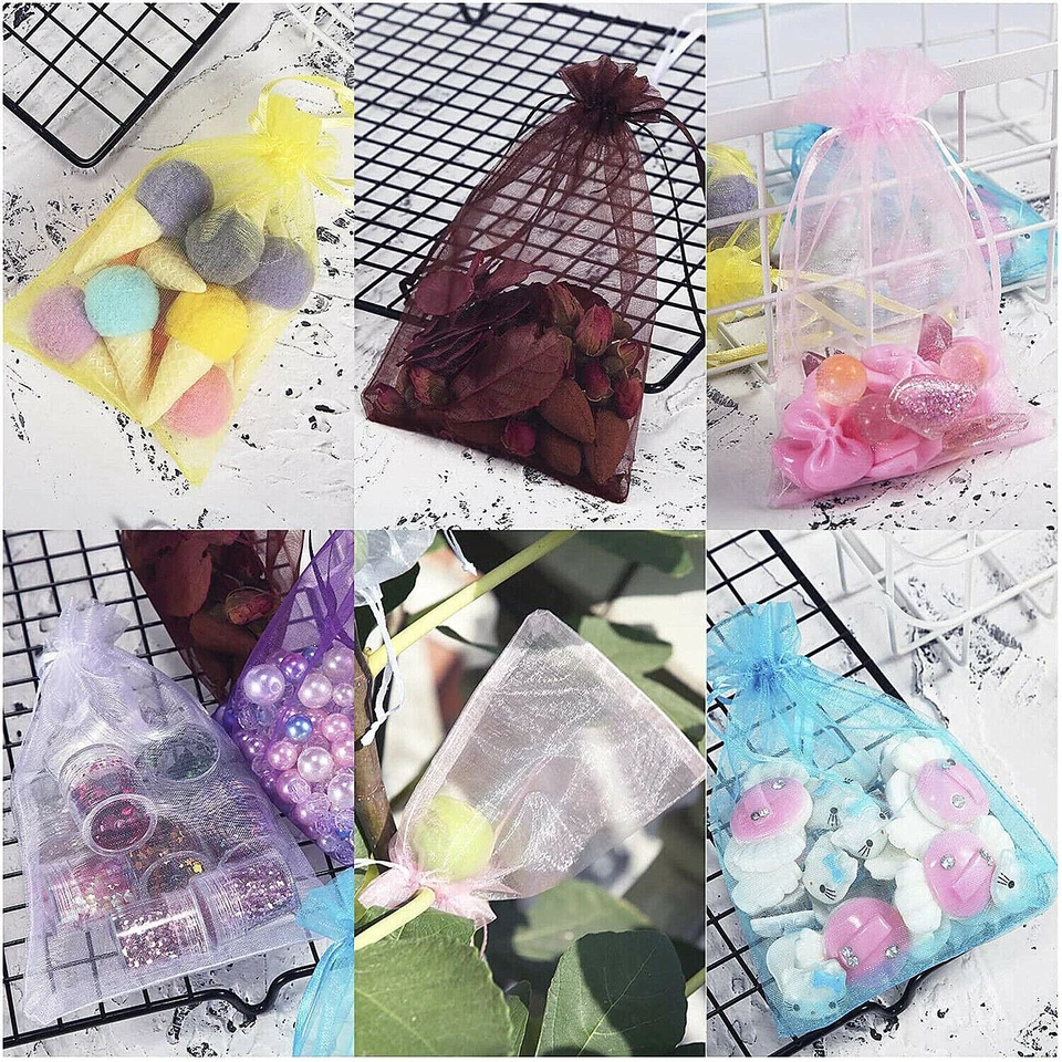 100/200 piezas Organza Boda Fiesta Favor Decoración Regalo Caramelo Bolsas Transparentes 4x6/3x4 Foto 4 de 4