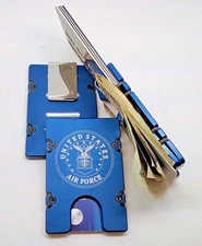 U.S. Air Force Billet Vault Aluminum Wallet, RFID protection, Blue Anodized