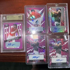 Marcelo Mayer Pink Leaf 5 Card Auto Lot Low # Draft Mojo 4/5 & Two /15, BGS 9.5