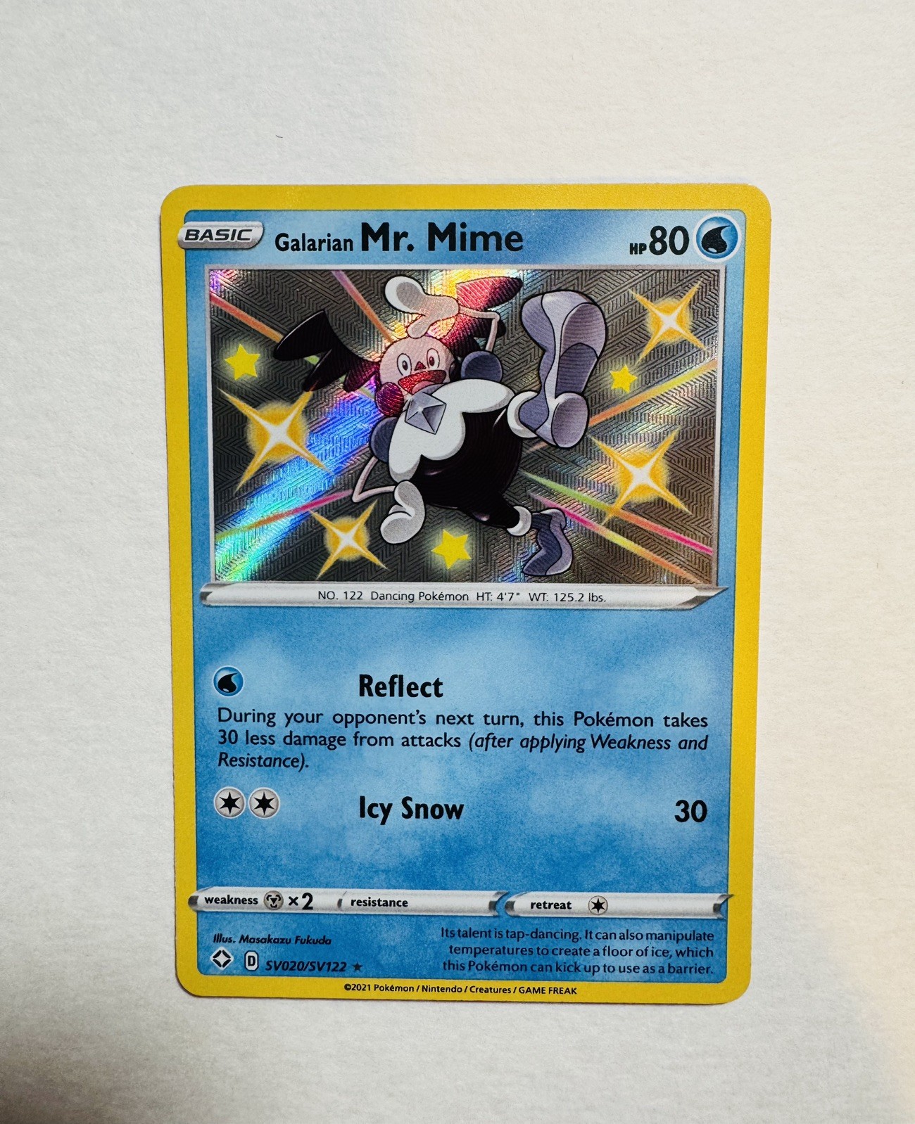 Pokémon TCG Galarian Mr. Mime Shiny SV020/SV122 SIF Shining Fates NM