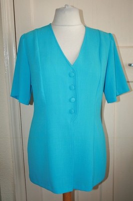 GR. 14 NORMAN LINTON TÜRKIS BLUSE / UNGEFÜTTERTE JACKE