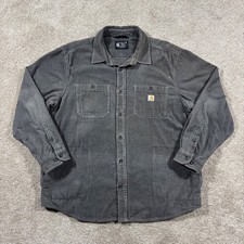 Carhartt Corduroy Shirt Jacket Mens XL Gray Loose Fit Jersey Lined 104916 STL
