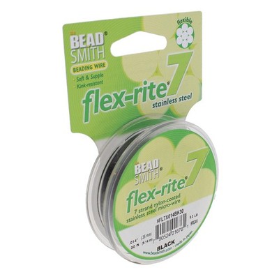 The Beadsmith Flex-Rite 7 Strand Nylon Coated, .014'' Dia - 30 ft, Black 