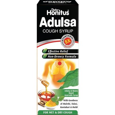 Dabur Honitus Adulsa Cough Syrup 100ml Supports Cough & Throat Irritation