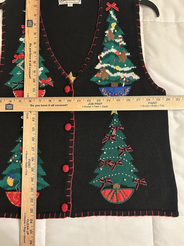 Bechamel Christmas Vest Sz Small. Christmas Trees Holiday Ugly Christmas Sweater - Picture 9 of 9