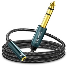 SOLMIMI 1/4 to 1/8 Headphone Adapter, 4 Feet 6.35mm Male 4 Feet, Jade Green