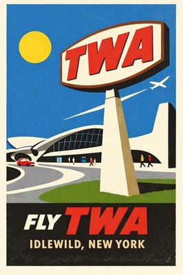   TWA Airline Poster - 1960s Idlewild Airport 24x36  Premium Matte Paper