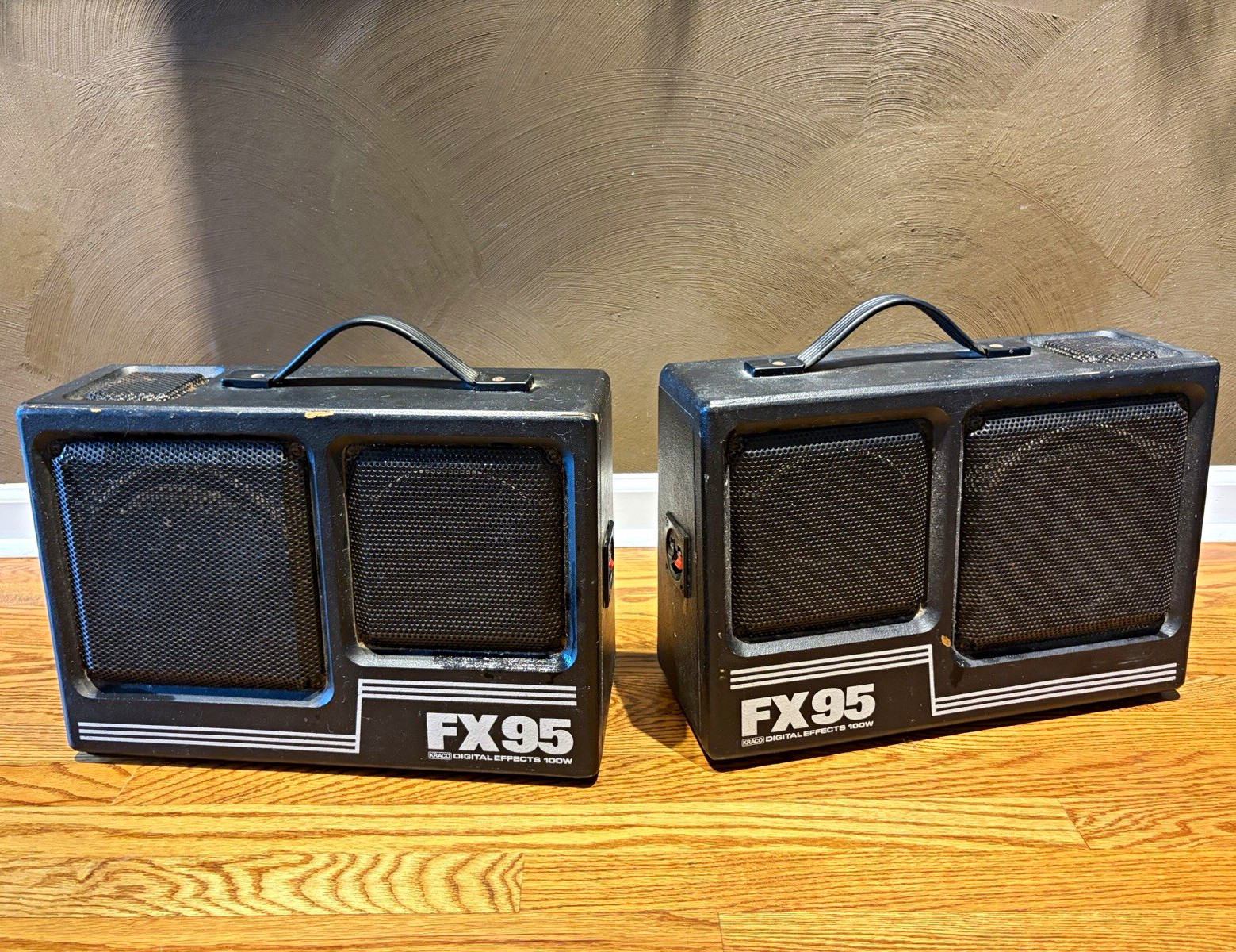 Kraco FX95 PA Speakers Pair 100W RMS Wired Portable Black Speakers