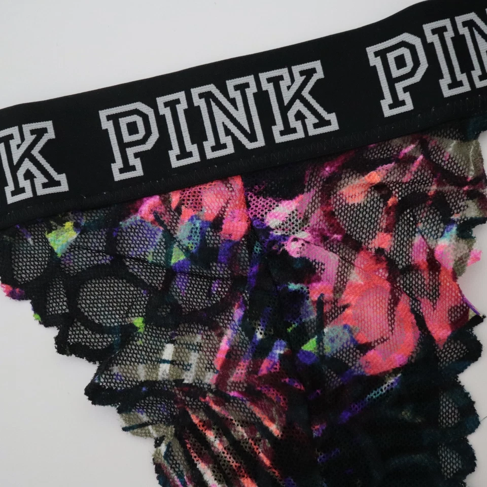 NEW Victoria's Secret VINTAGE 2016 PINK Lace Thick Logo Thong Panty LARGE - Image 2 of 4