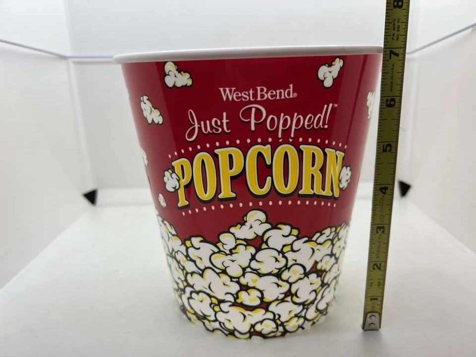 Juego de 6 tinas con cubo de palomitas de maíz West Bend “Just Popped” noche de cine 3 cuartos rojo Foto 3 de 4