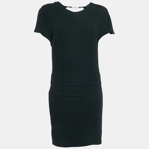 See By Chloe Jersey Waist Tie Ruffle Plunging Back LBD Dress 8 Designer - Picture 2 of 10