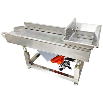 110V Linear Vibrating Screen Stainless Steel One Layer Two Motor 1mm Round Hole
