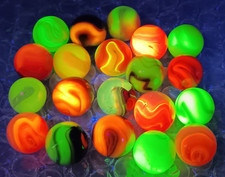 Vintage Marbles Lot- .63"- .56"- UV Glowing Jabo Swirls- L347