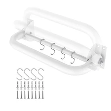 16” Folding Shower Grab Bar White Handicap Safety Rail Towel Rail Flip Up