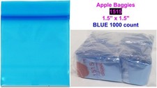 Apple Bags Mini Zip Resealable 1.5" x 1.5" Blue Baggies 1515 1000ct NEW