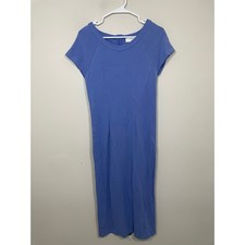 Charli Blue Short Sleeve Midi T-Shirt Dress Size Medium Essential Casual Modest