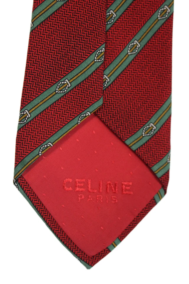 Corbata de cuello Celine clásica de seda con estampado geométrico a rayas talla única para hombre Foto 2 de 4