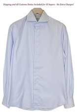 Suitsupply Men's Formal Shirt 39/15 1/2 Extra Slim Blue Cotton Striped