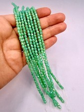 8 Strands Faceted Czech Glass Beads Milky Opaque Green 4mm Bulk Artisan Lot 8
