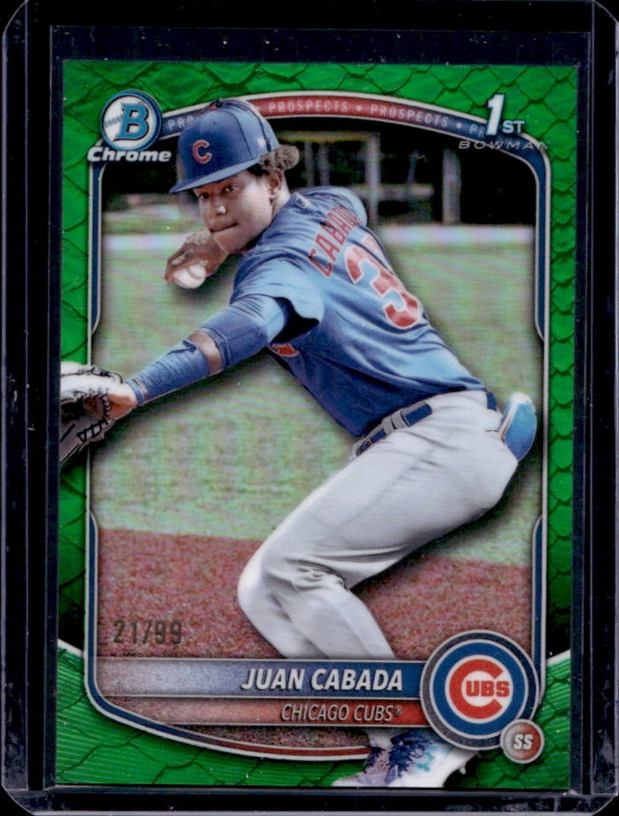 2025 Bowman Chrome Juan Cabada Reptilian Green Refractor 1st Prospect #21/99