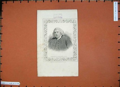 Original Old Antique Print 1846 Dugdales Portrait Samuel Johnson Man Victorian