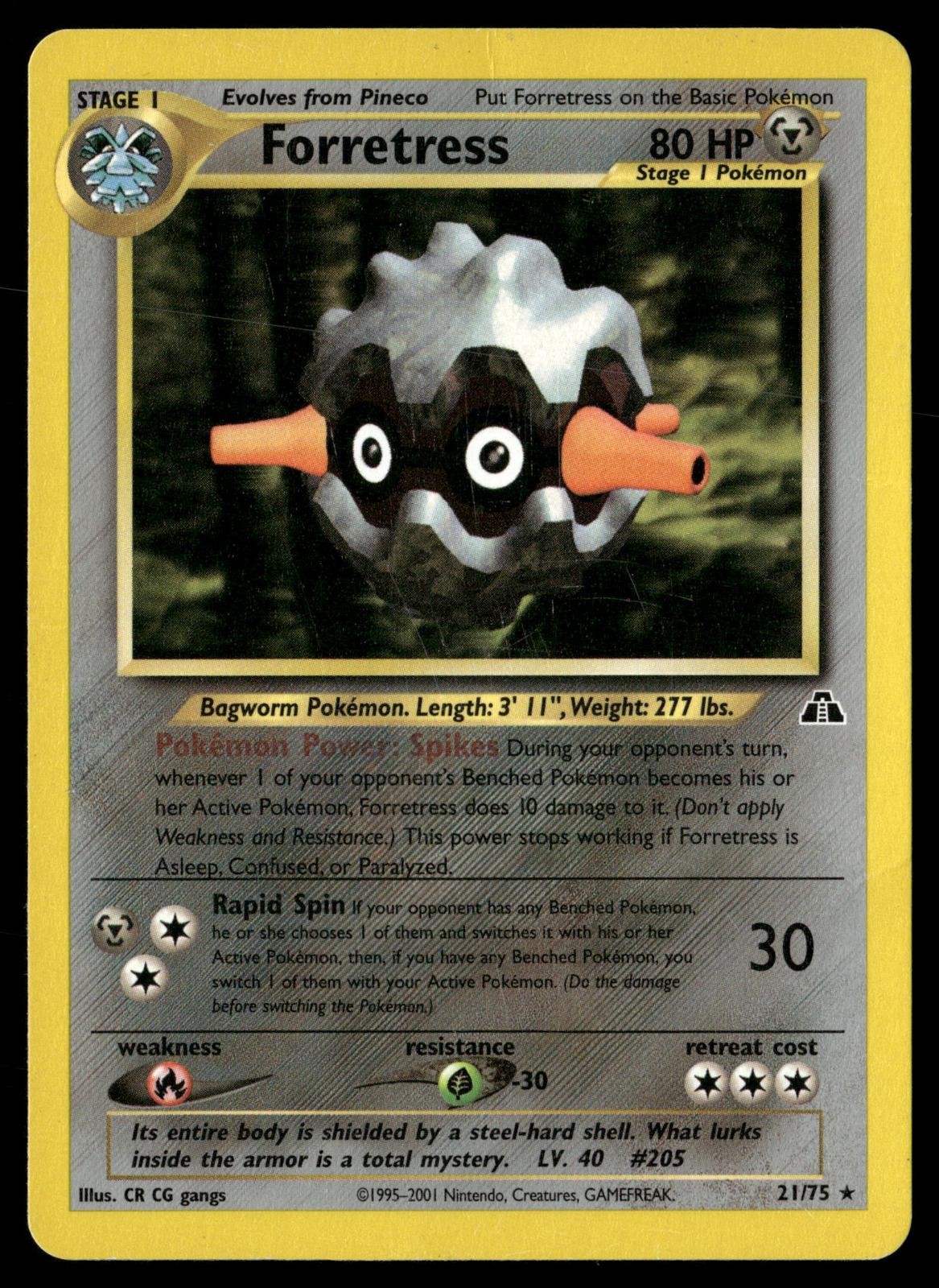 Forretress 21/75 Rare Neo Discovery Pokemon Unlimited Damaged