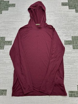 Smartwool Hoodie Mens Medium Red Wool Blend Pullover *