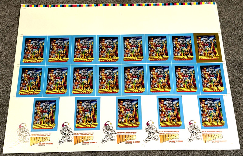 Wizard Magazine 1992 Image Youngblood UNCUT SHEET cards GOLD NEWSSTAND Liefeld