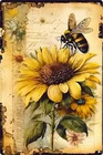 Bee Vintage Metal Tin Signs, Bee Sign 8x12 Inch, Wall Decor For Home Bedroom Liv
