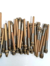 Wood quills, spindles, bobbins, 7" SILVER SLEEVES, Wooden Quills Lot-30