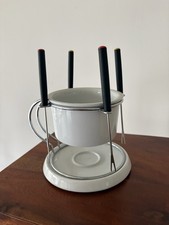 Schokofondue-Set weiß mit 4 Fonduegabeln - Top Zustand