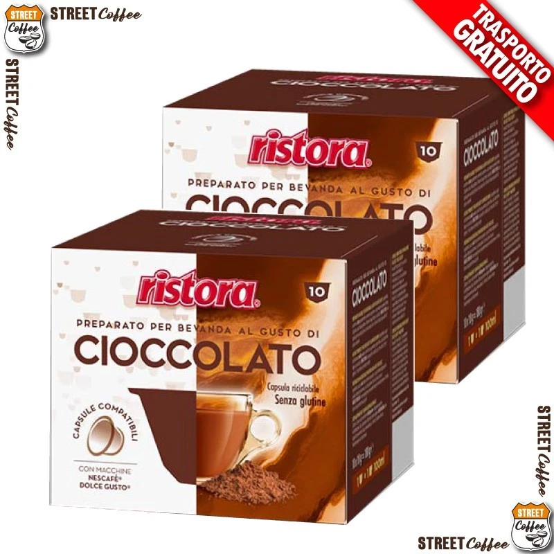 40 Cialde Capsule Al Cioccolato Ristora Compatibile Nescafè Dolce Gusto gratis*