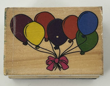 Balloon Cluster Birthday Celebrations Wood Mount Rubber Stamp