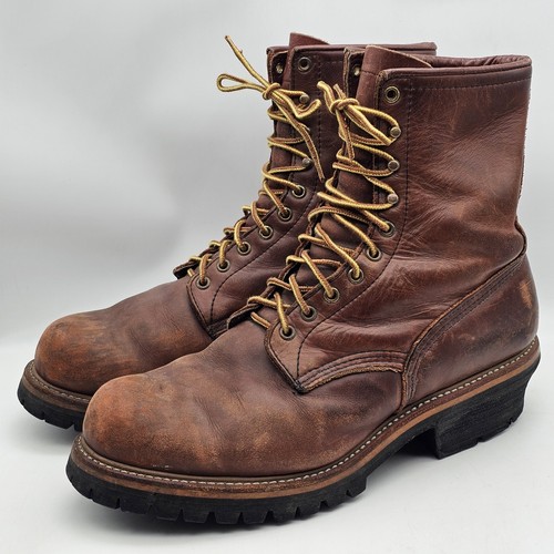 Red Wing 618 Burgundy Leather Logger Boots Soft Toe Made in USA Mens Size 12 EE - 第 1/23 張圖片