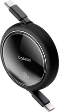 Baseus - Free2PullRetractable Charging Cable USB-C to USB-C 3 feet 100W - Black