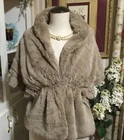 New Women's Classy Bisque  Beige Vivi Designs Faux Fur Evening Wrap  5' Long