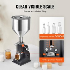 Manual Paste Liquid Filling Machine, 5 - 100ml Bottle Filler, Adjustable Bottle
