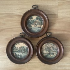 Wooden Wall Plaque Set Of 3 Vintage 