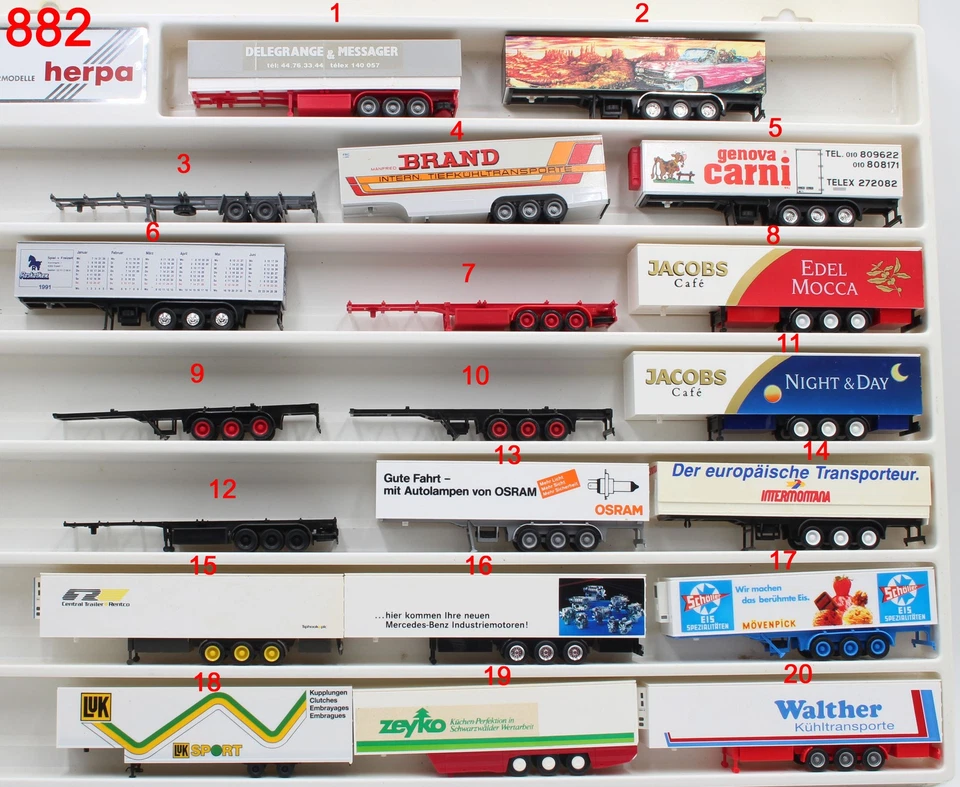 HERPA, ALBEDO, AWM Bastelmodelle Auflieger Herpa u.a. Jacobs, CTR, Carni etc. 1:87 /882