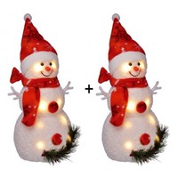 2Er Set Dekorativer Led Schneemann Figur Beleuchtet Dekoration Weihnachten