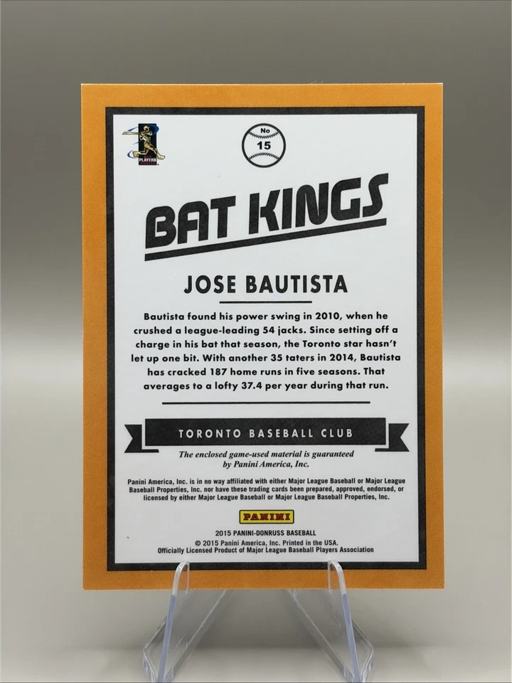 Donruss Bat Kings #15 Jose Bautista 2015 ~ Toronto Blue Jays Foto 2 de 2