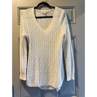 Pink Republic Ivory V-Neck Knit Sweater Lace Up Sides PF731590SKL Womens Large