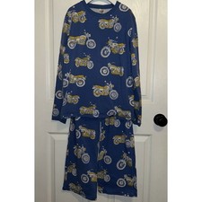 Mini Boden Boys Pajama Set 13-14Y Motorcycle Print Blue Long Sleeve