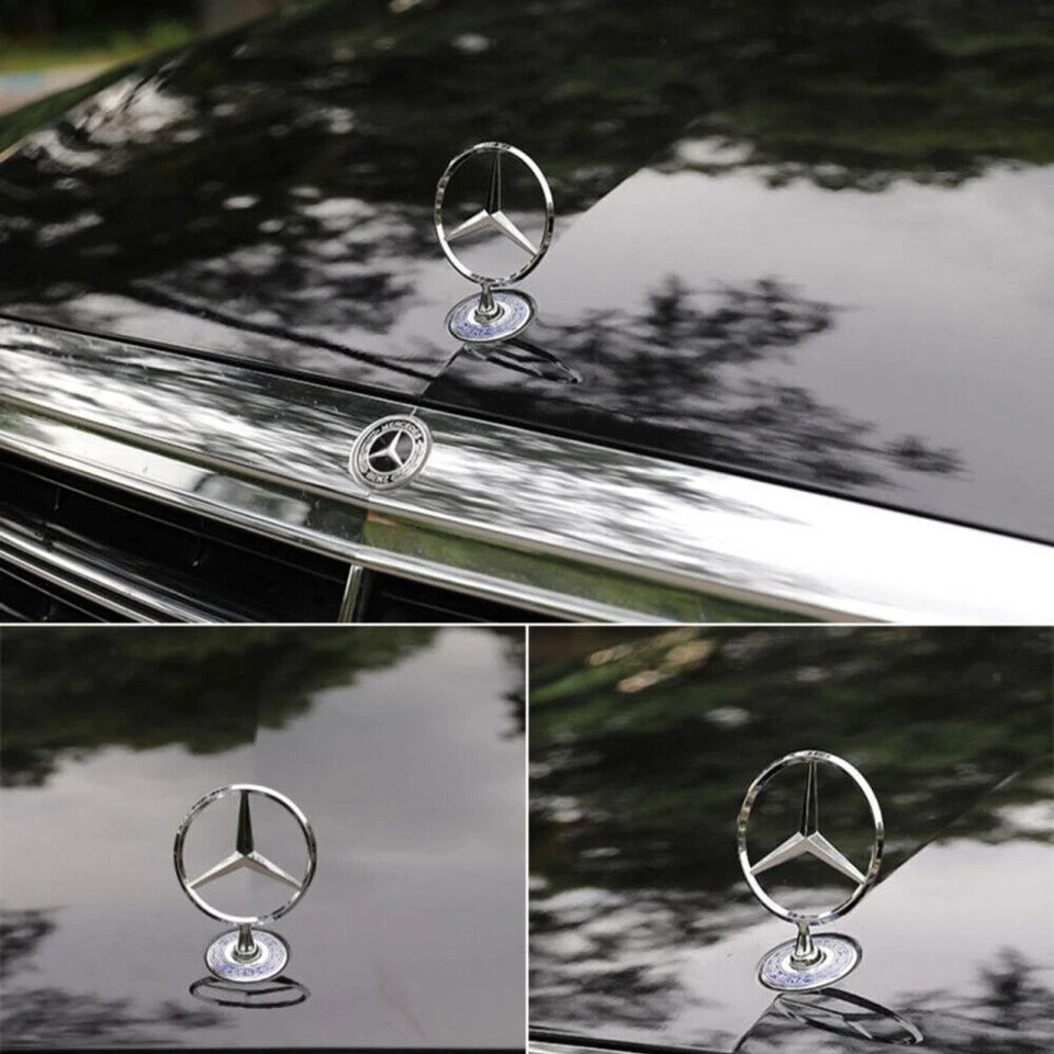 Fit for Mercedes Benz C/E/S Badge Front Hood Ornament Standing Star Emblem NEW - Image 4 of 4
