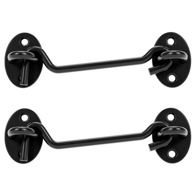 2 PCS Black Swivel Hook And Eye Barn Gate Door Window Privacy Lock Latch 5 In
