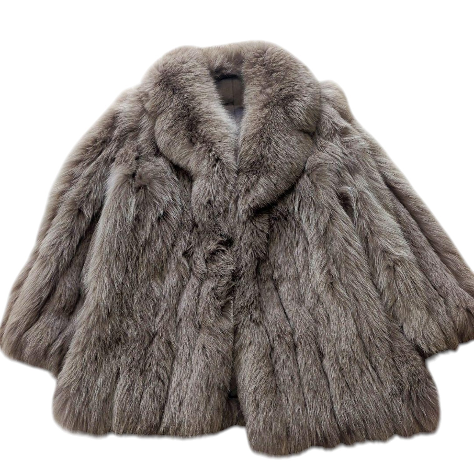 Blue Fox Real Fur Coat Jacket Voluminous Thick Warm Size L from Japan